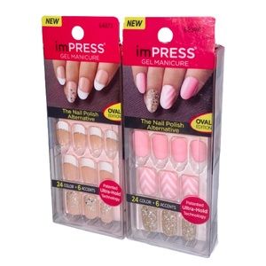 Kiss ImPress Press-On Short Length Oval French Manicure & Pink Nails Set